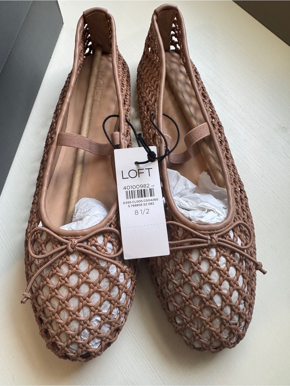 LOFT Braided Ballet Flats in Nude